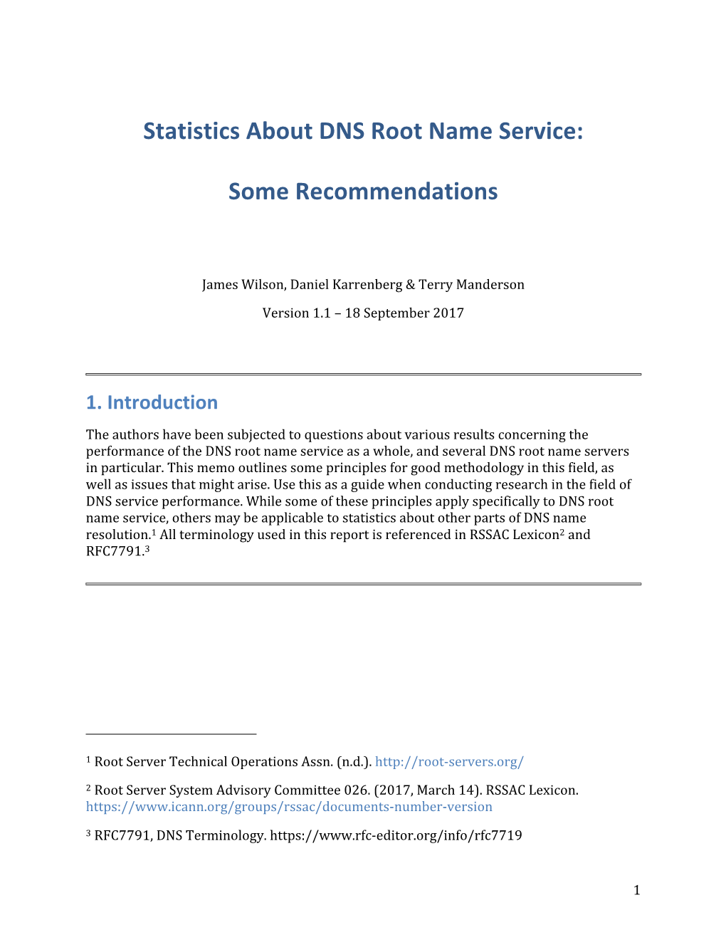 Statistics About DNS Root Name Service