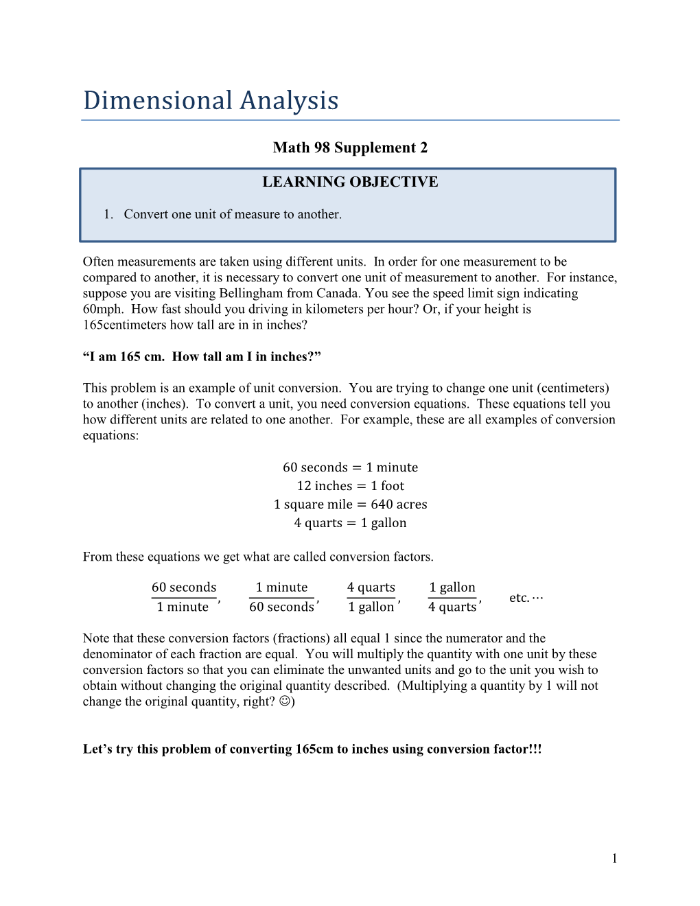 Dimensional Analysis