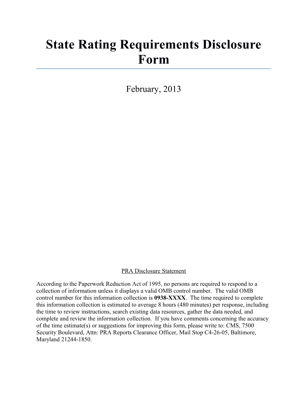 State Rating Requirements Disclosure Form