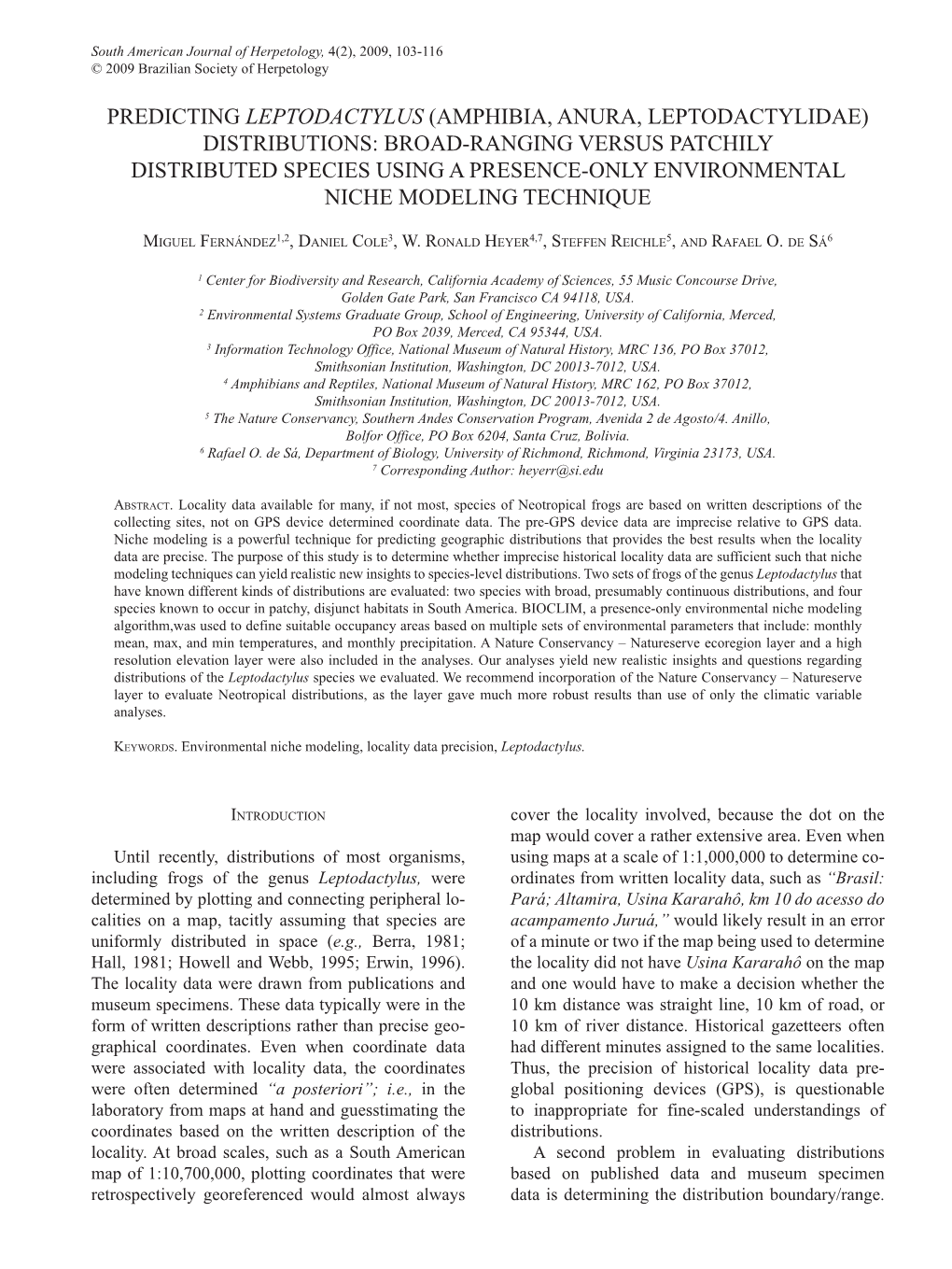 Predicting Leptodactylus