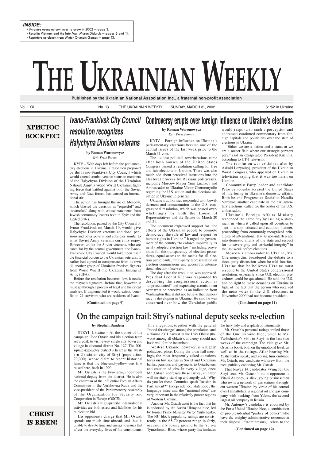The Ukrainian Weekly 2002, No.13