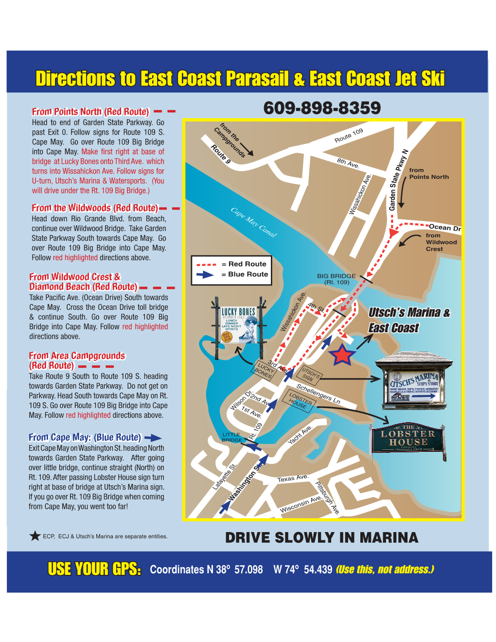 Directions to East Coast Parasail & East Coast Jet