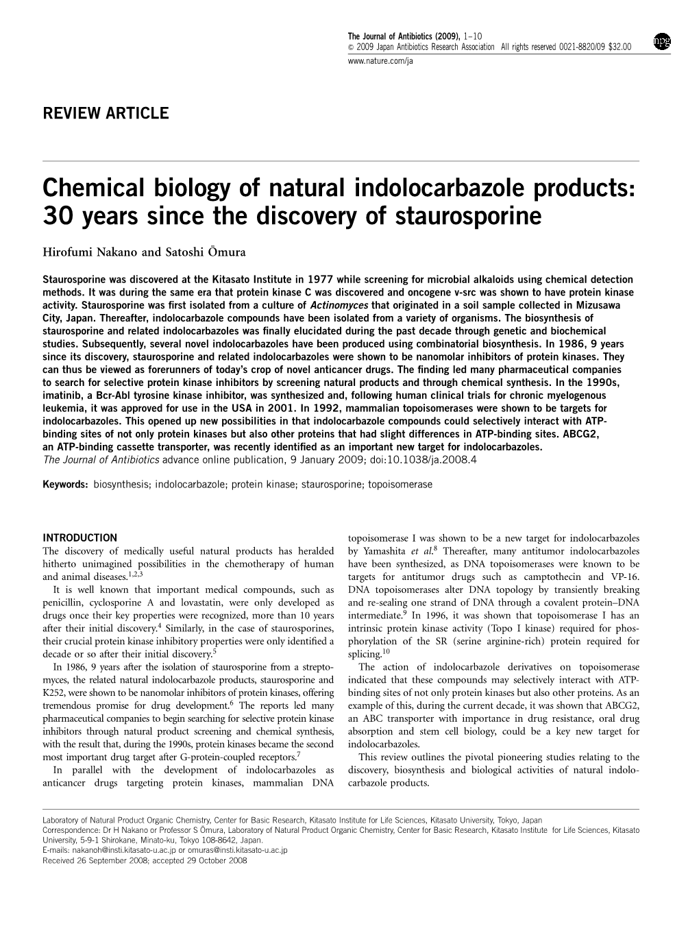 Chemical Biology of Natural Indolocarbazole Products: 30 Years Since the Discovery of Staurosporine
