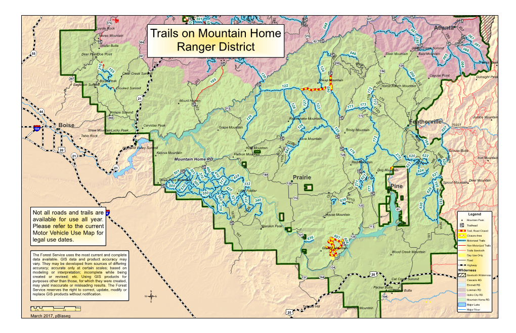 Trails on Mountain Home Ranger District