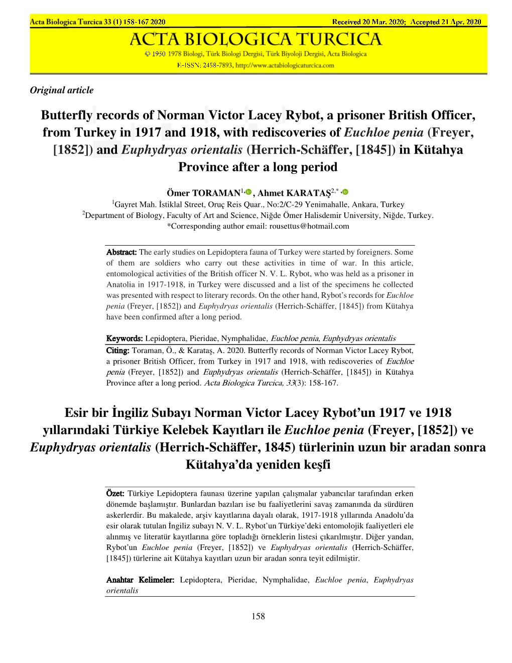 Butterfly Records of Norman Victor Lacey Rybot, a Prisoner British