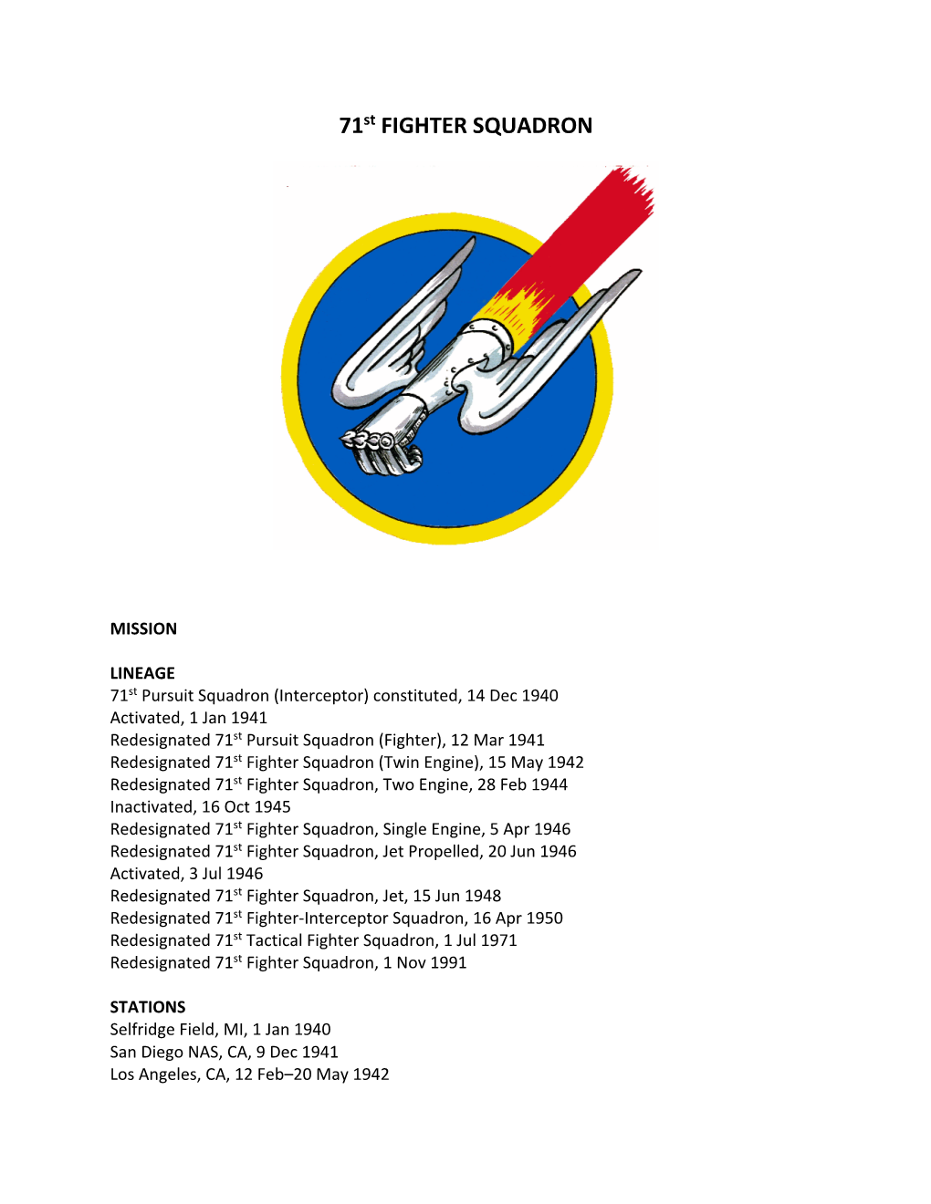 71St FIGHTER SQUADRON