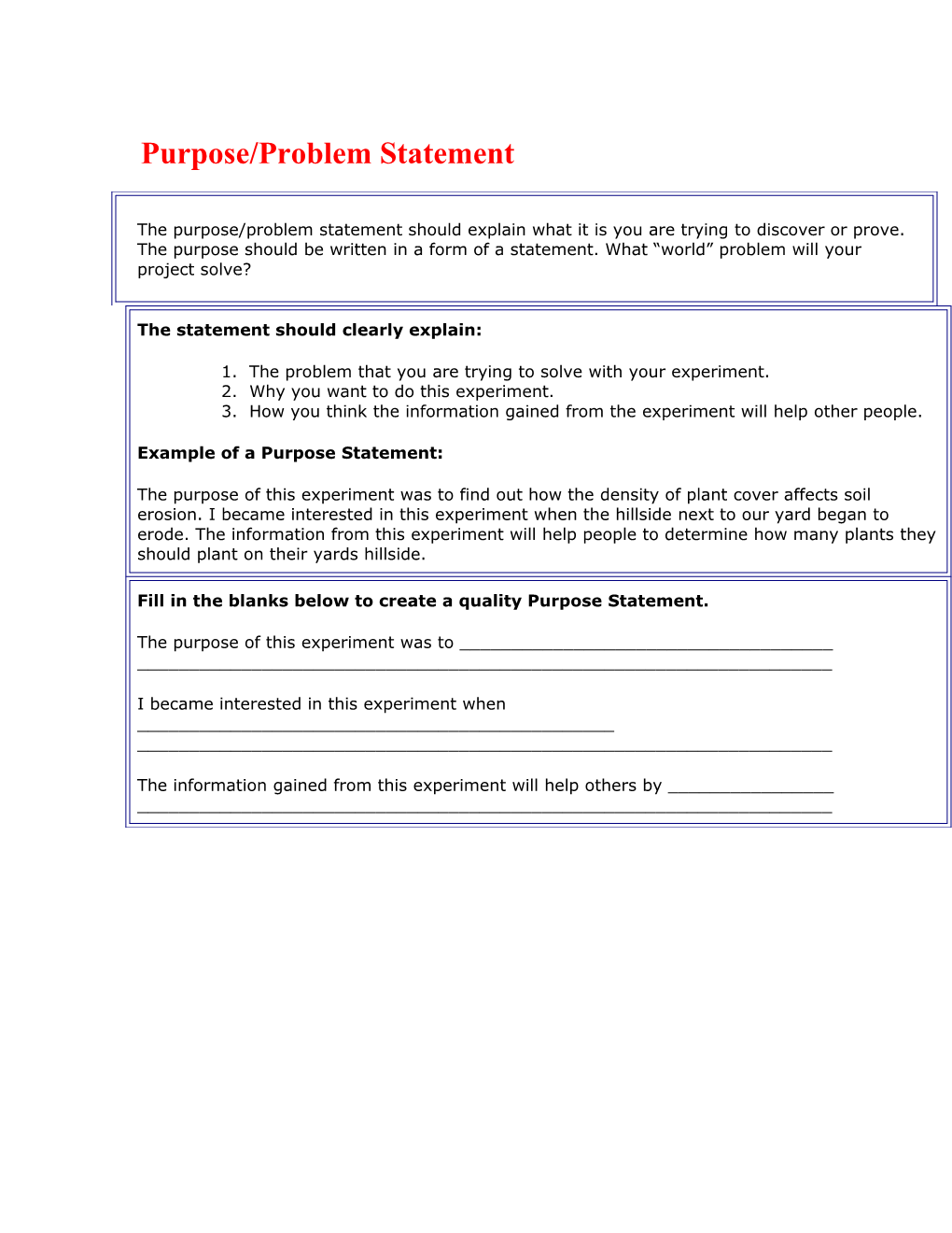 Purpose/Problem Statement