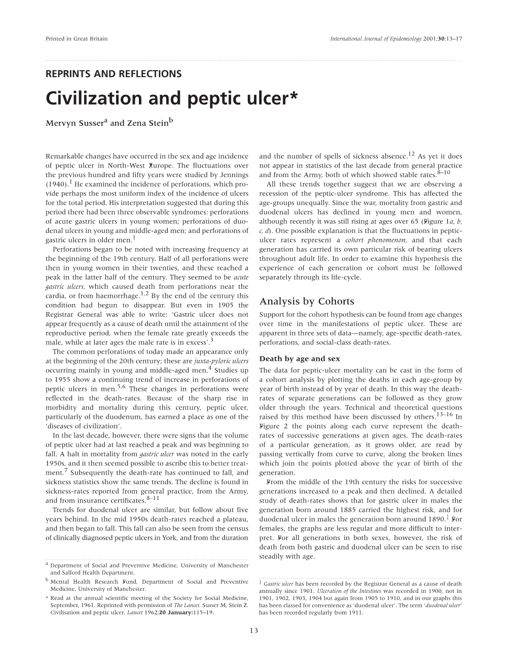 Civilization and Peptic Ulcer*
