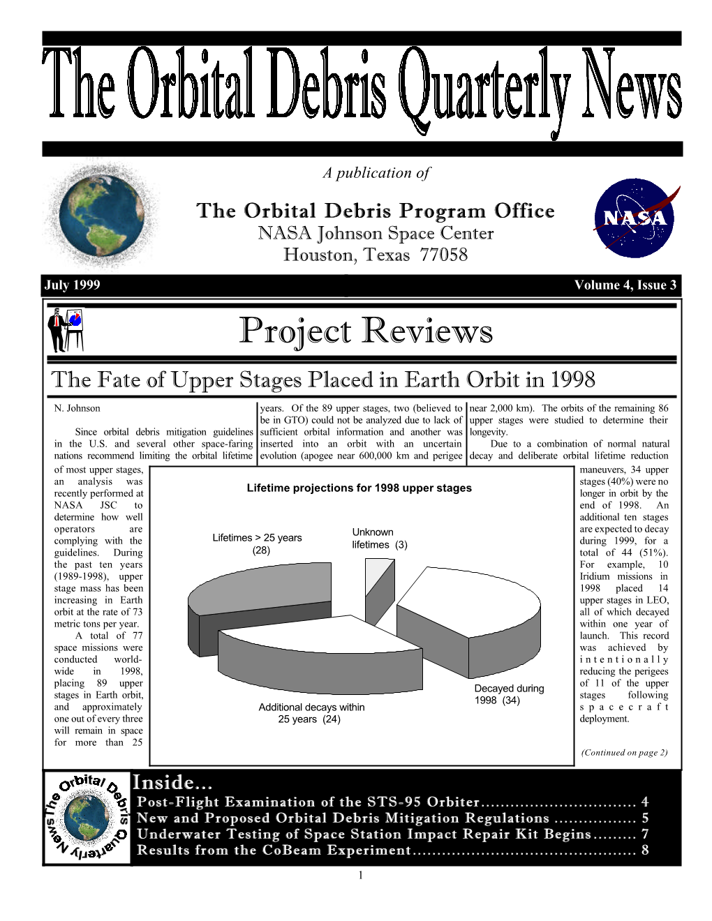 Project Reviews the Fate of Upper Stages Placed in Earth Orbit in 1998