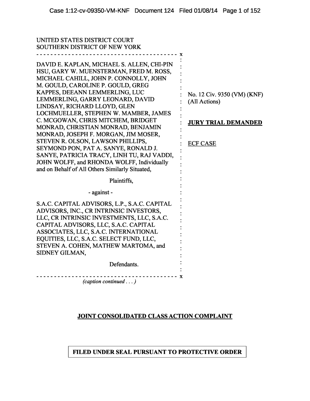 Kaplan V. S.A.C. Capital Advisors, L.P. 12-CV-09350