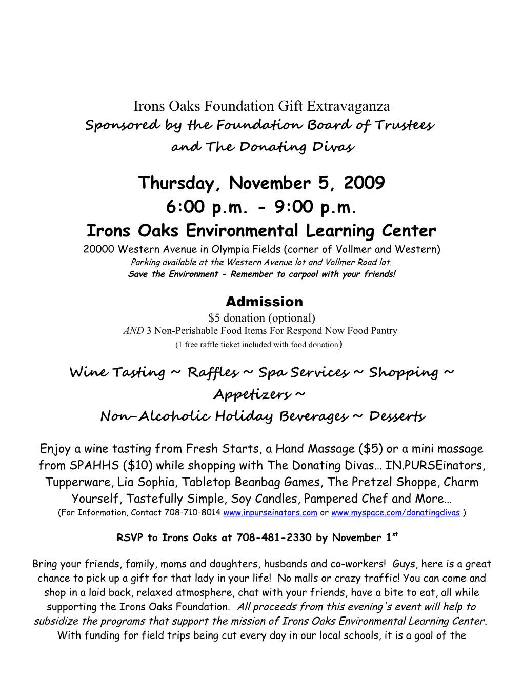 Irons Oaks Foundation Gift Extravaganza