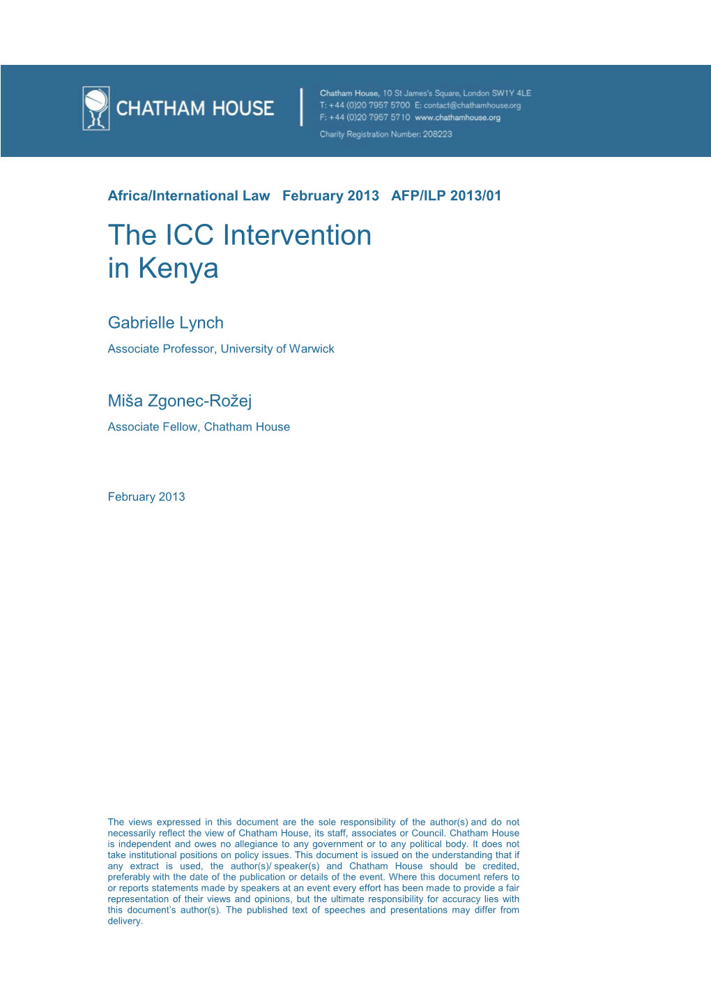 The ICC Intervention in Kenya