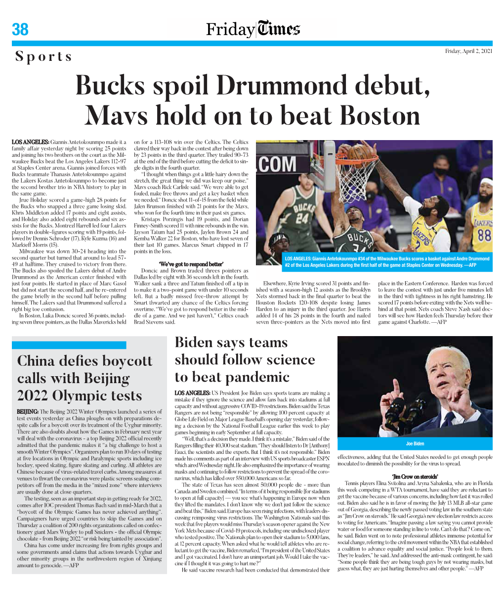 Bucks Spoil Drummond Debut, Mavs Hold on to Beat Boston