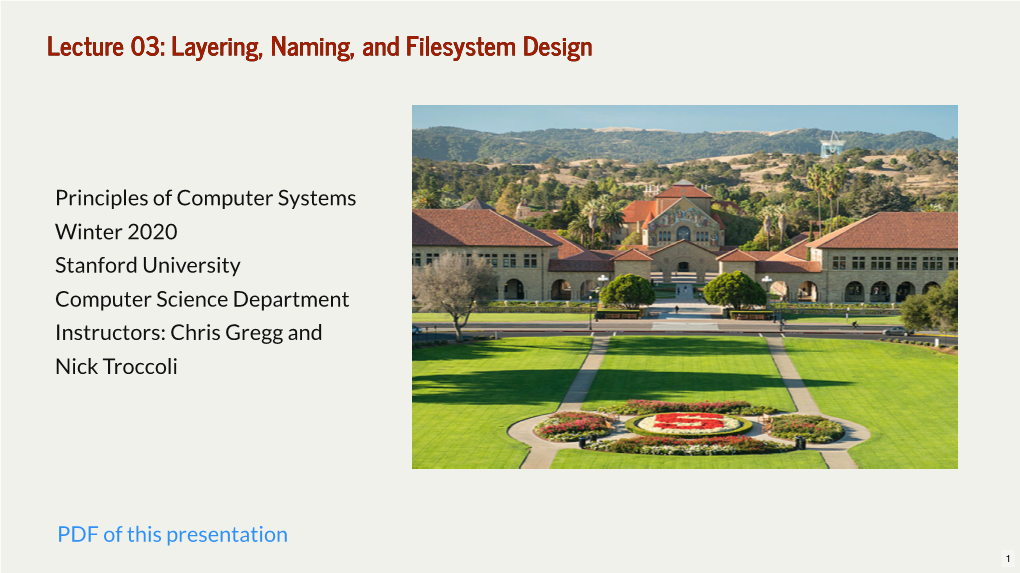 Lecture 03: Layering, Naming, and Filesystem Design