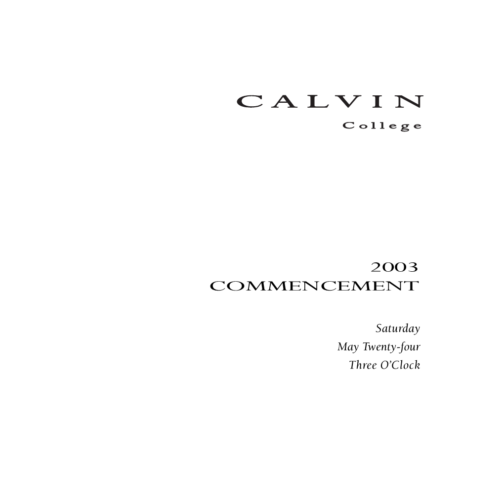 2003 Commencement Program