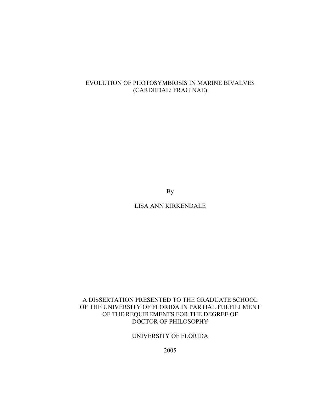 Evolution of Photosymbiosis in Marine Bivalves (Cardiidae: Fraginae)