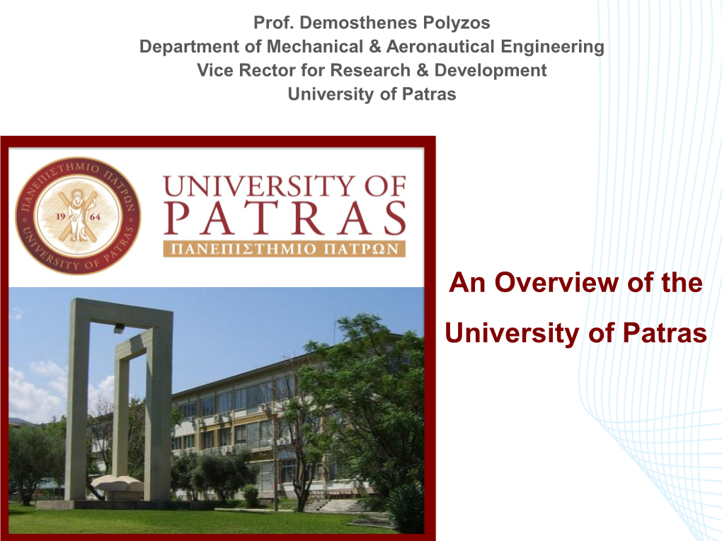 An Overview of the University of Patras University of Patras