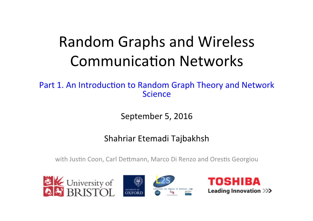 An Introduction to Random Graph Theory and Network Science