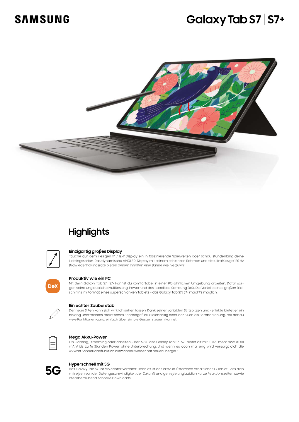 Datenblatt Samsung Galaxy Tabs7 S7