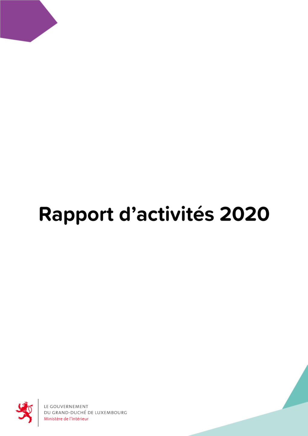 Rapport D'activité 2020 Du Ministère De L'intérieur