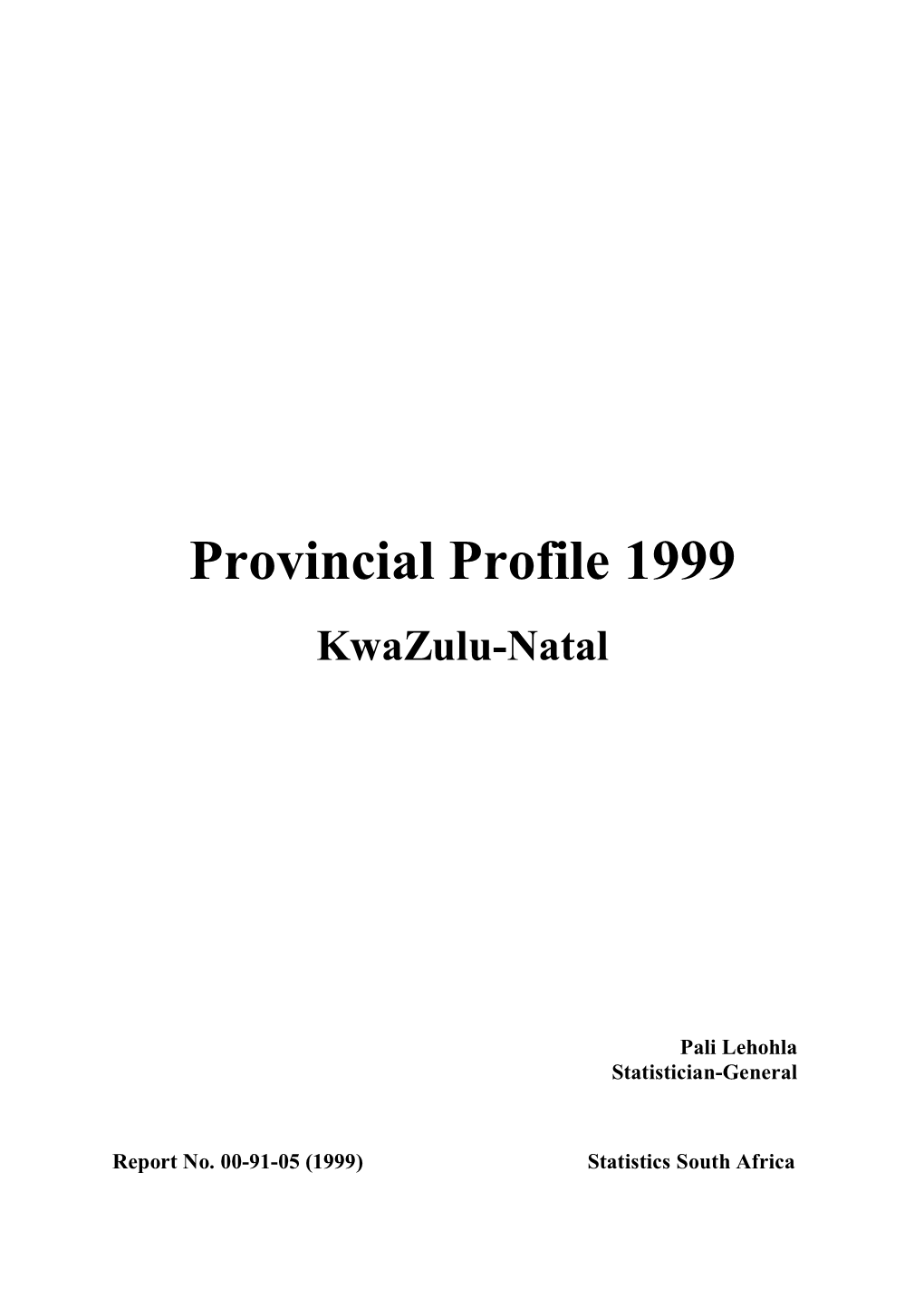Provincial Profile 1999