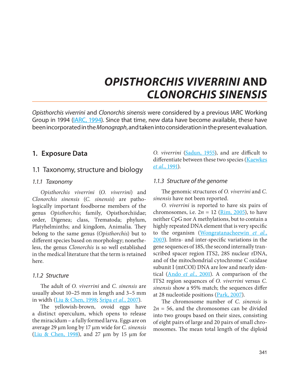 Opisthorchis Viverrini and Clonorchis Sinensis