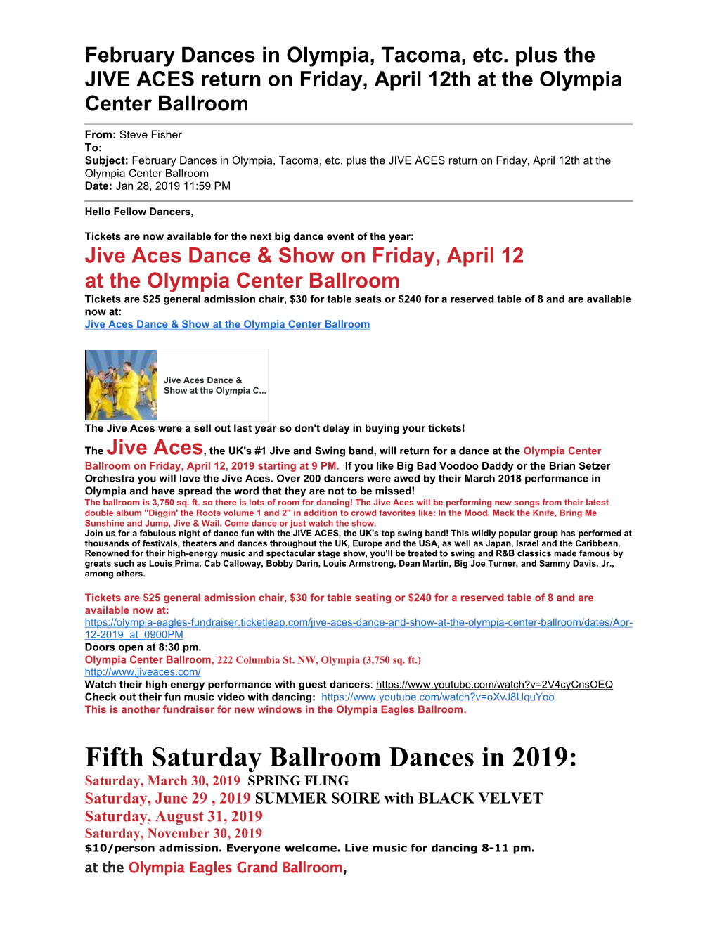 Fifth Saturday Ballroom Dances in 2019