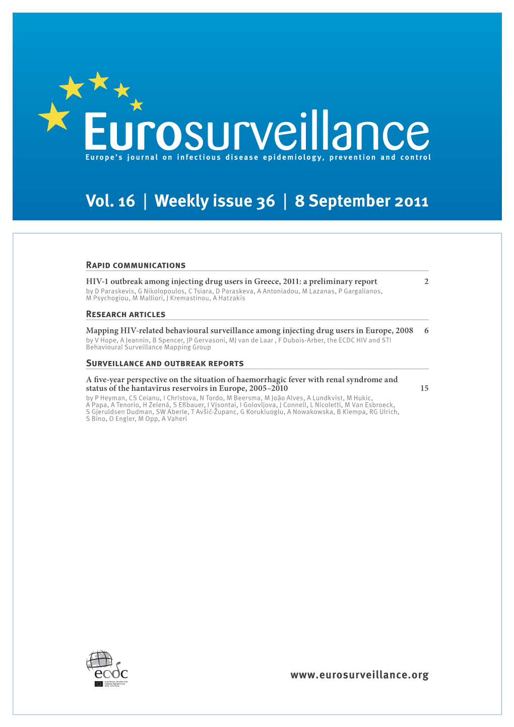 Vol. 16 | Weekly Issue 36 | 8 September 2011