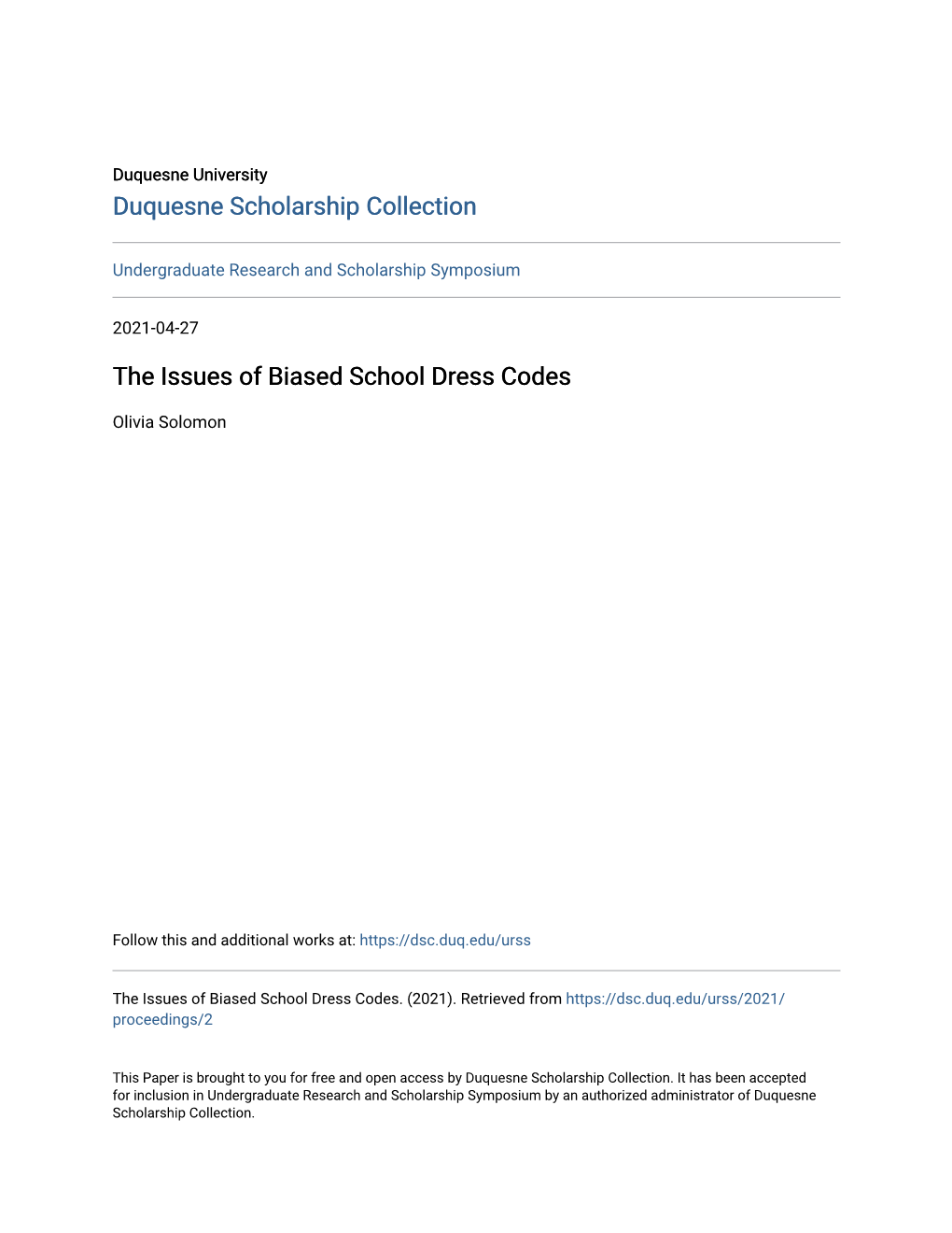 The Issues of Biased School Dress Codes