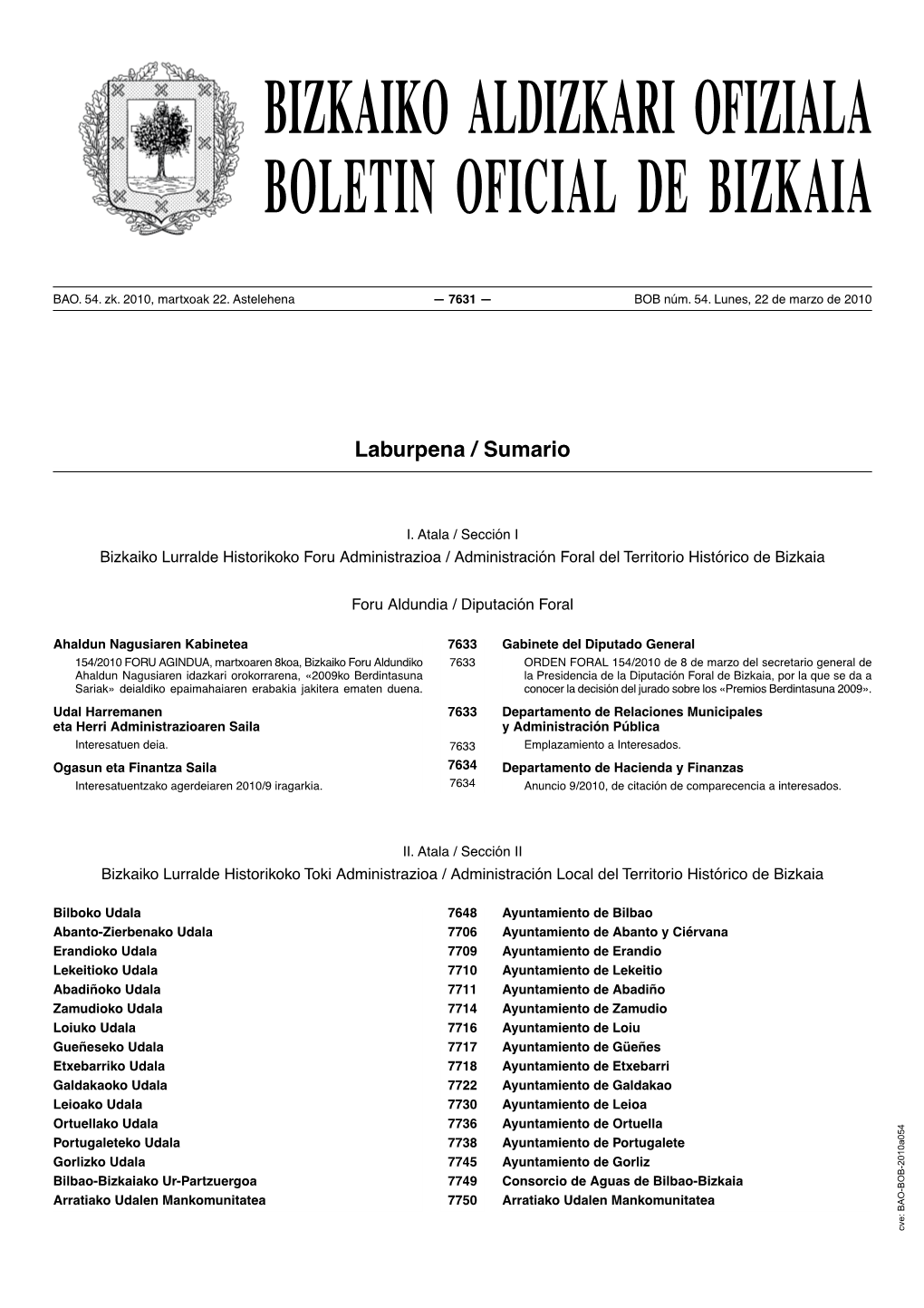 Bizkaiko Aldizkari Ofiziala Boletin Oficial De Bizkaia