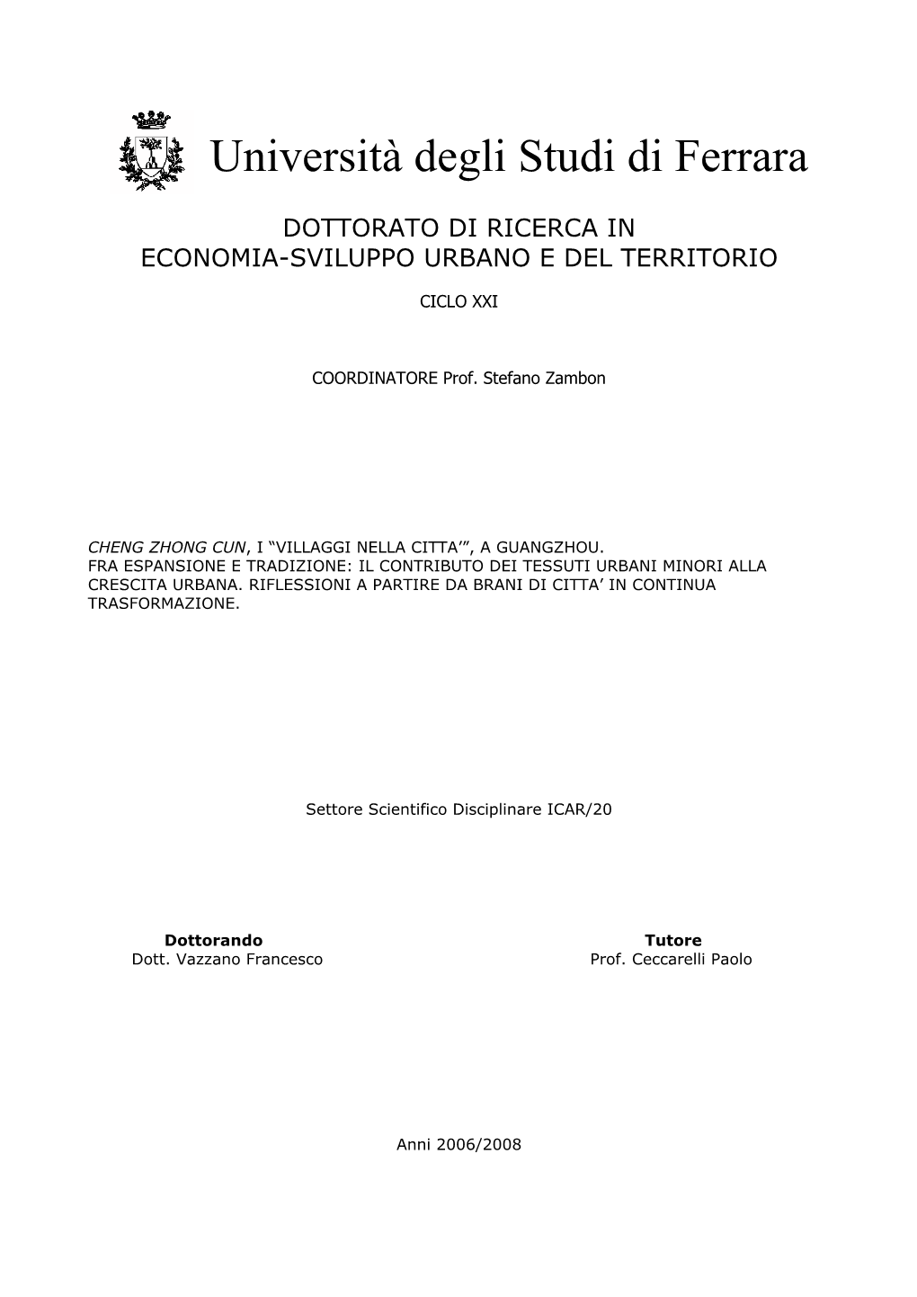 Tesi Di Dottorato