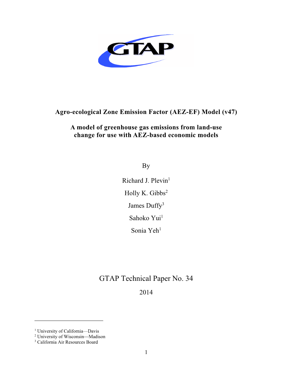 GTAP Technical Paper No. 34