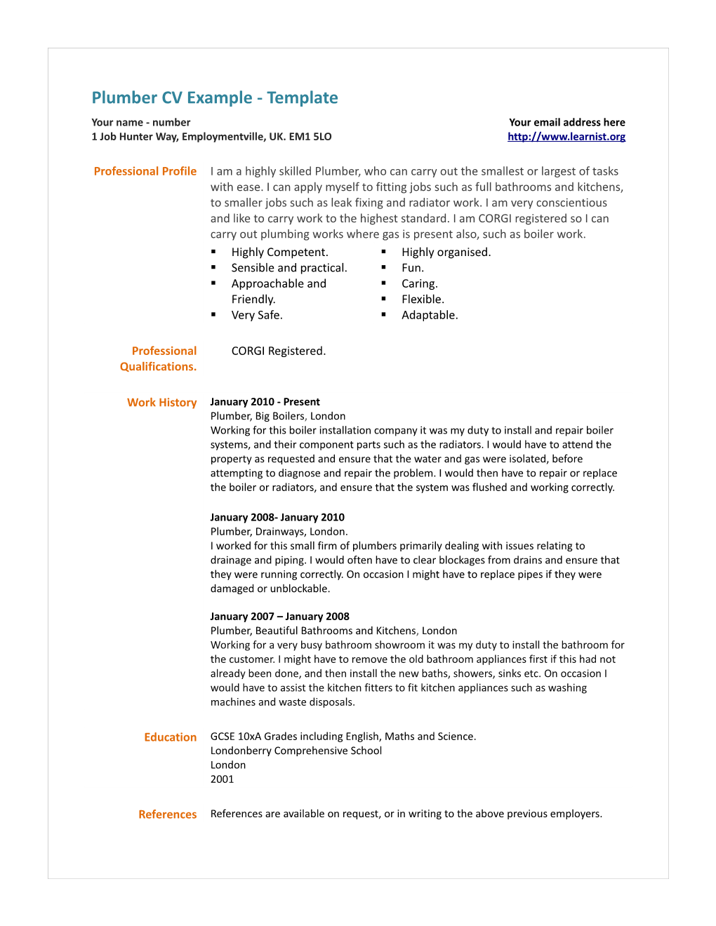 More CV Examples Can Be Found on