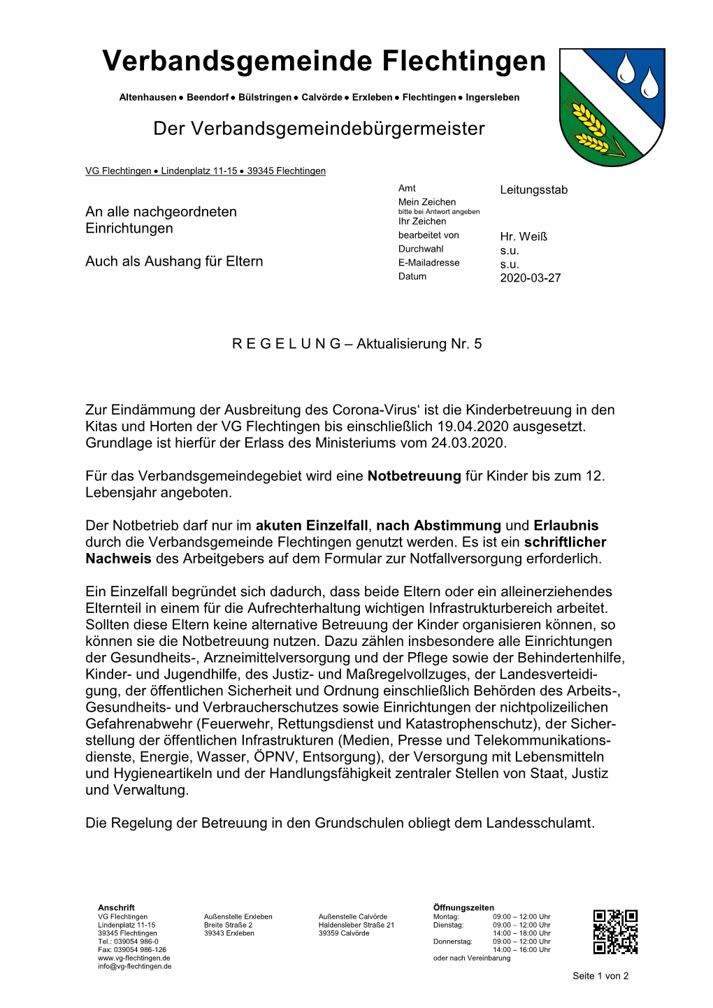 Verbandsgemeinde Flechtingen