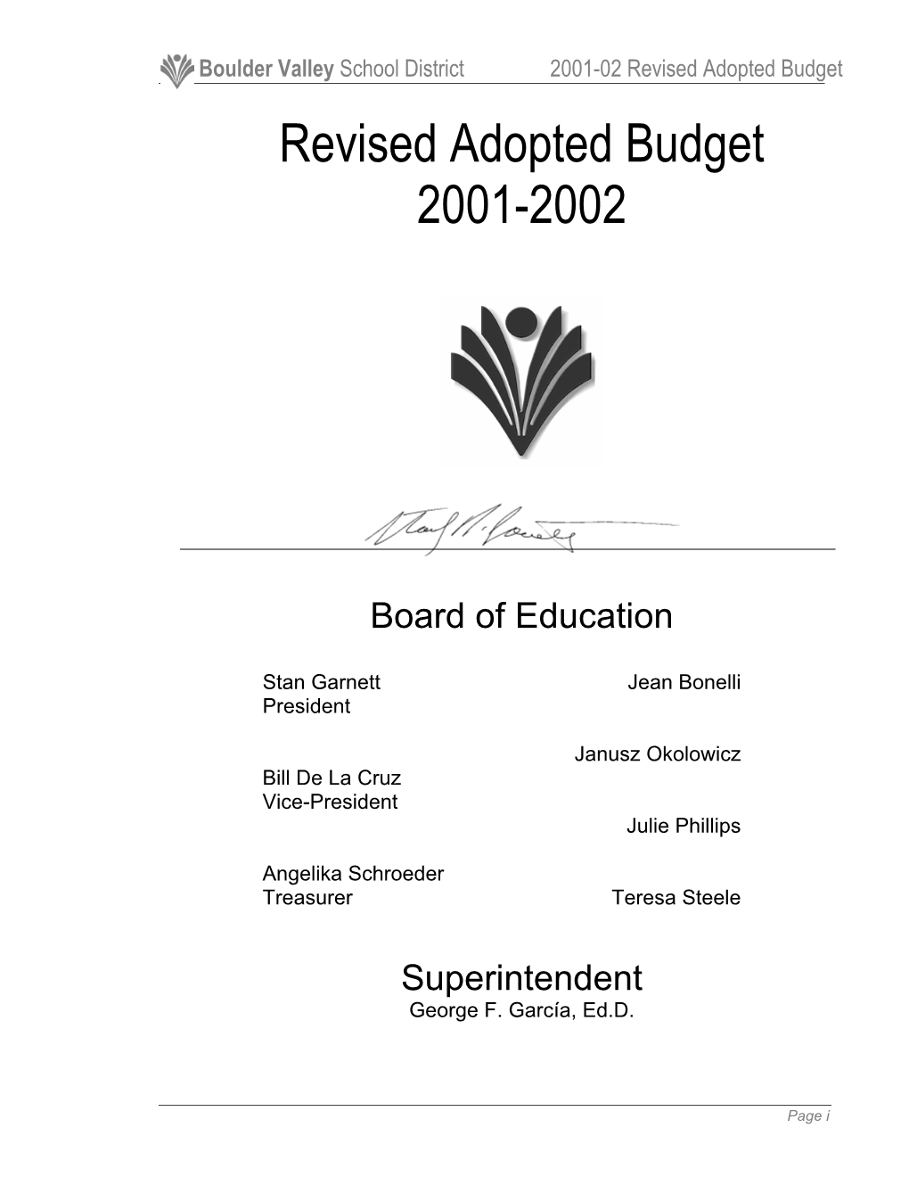 Revised Adopted Budget 2001-2002