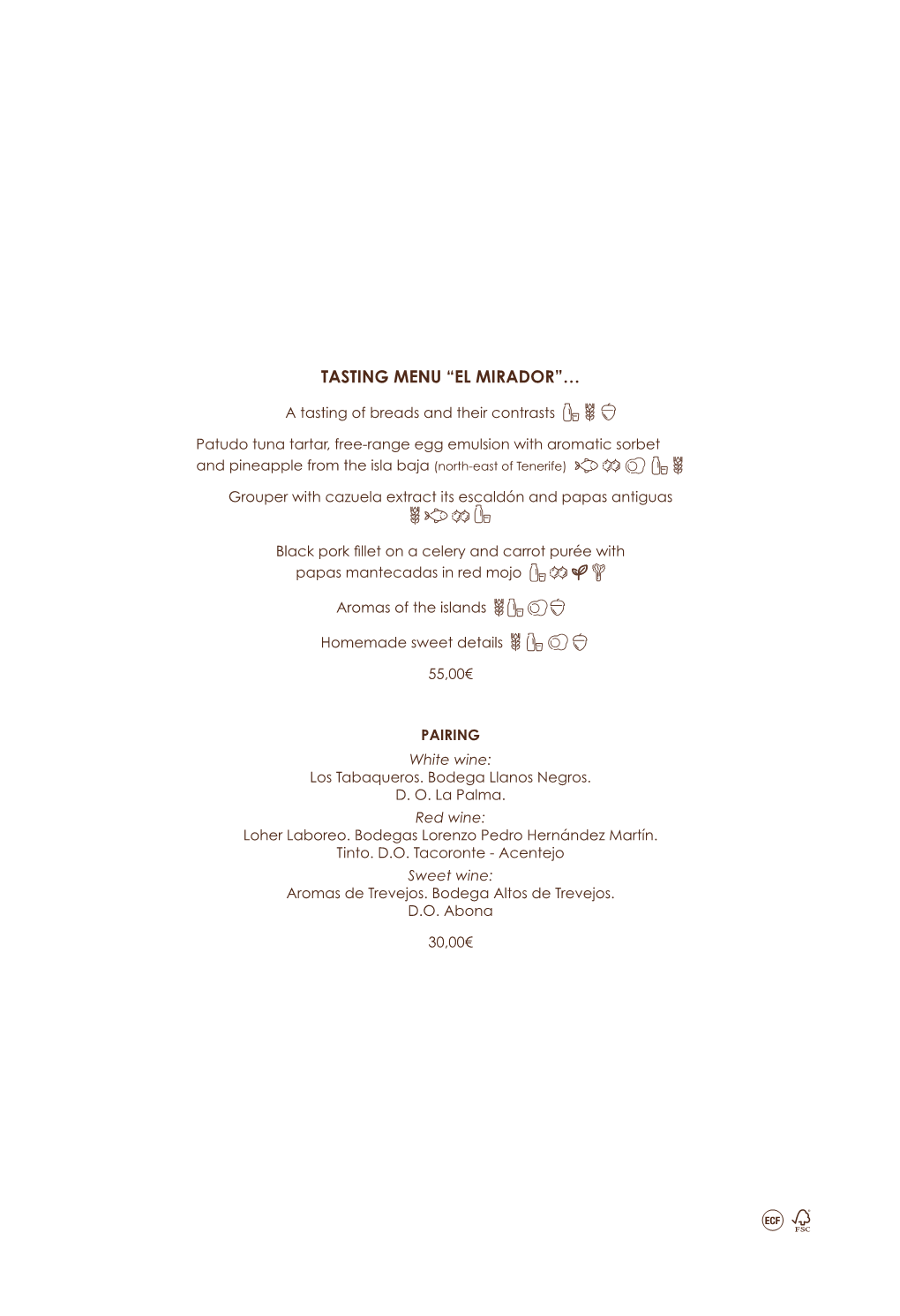 Tasting Menu “El Mirador”…