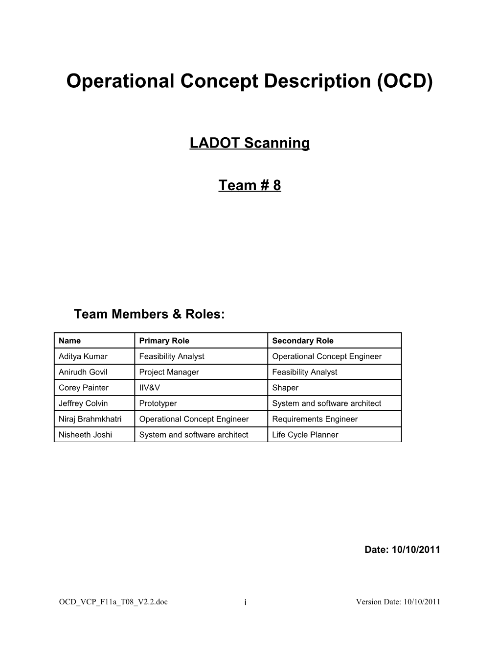 Operational Concept Description (OCD) s8