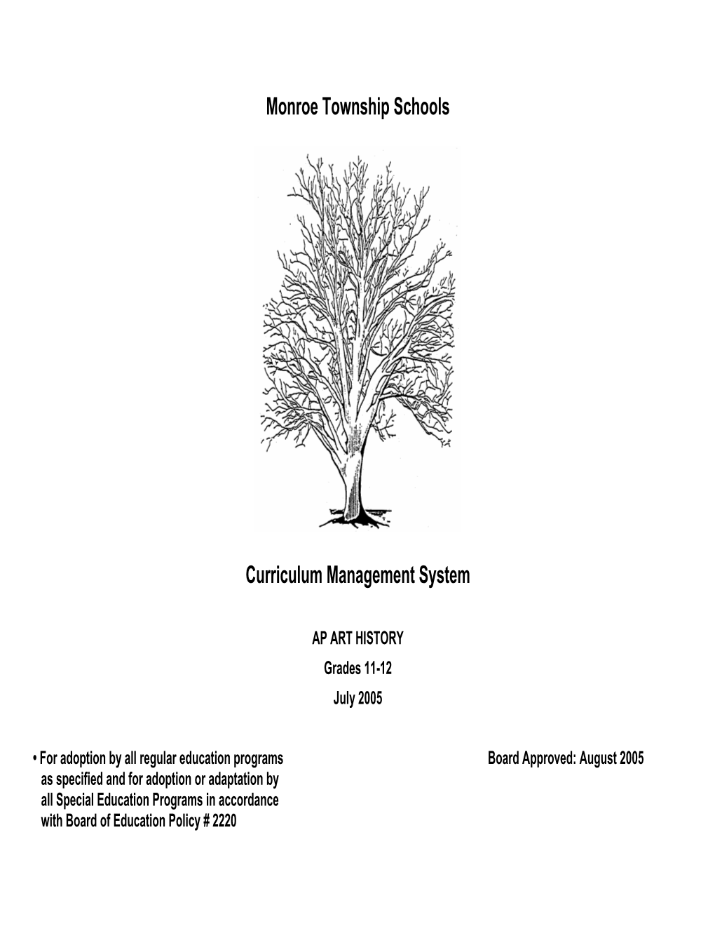 Monroe Township Schools Curriculum Management System