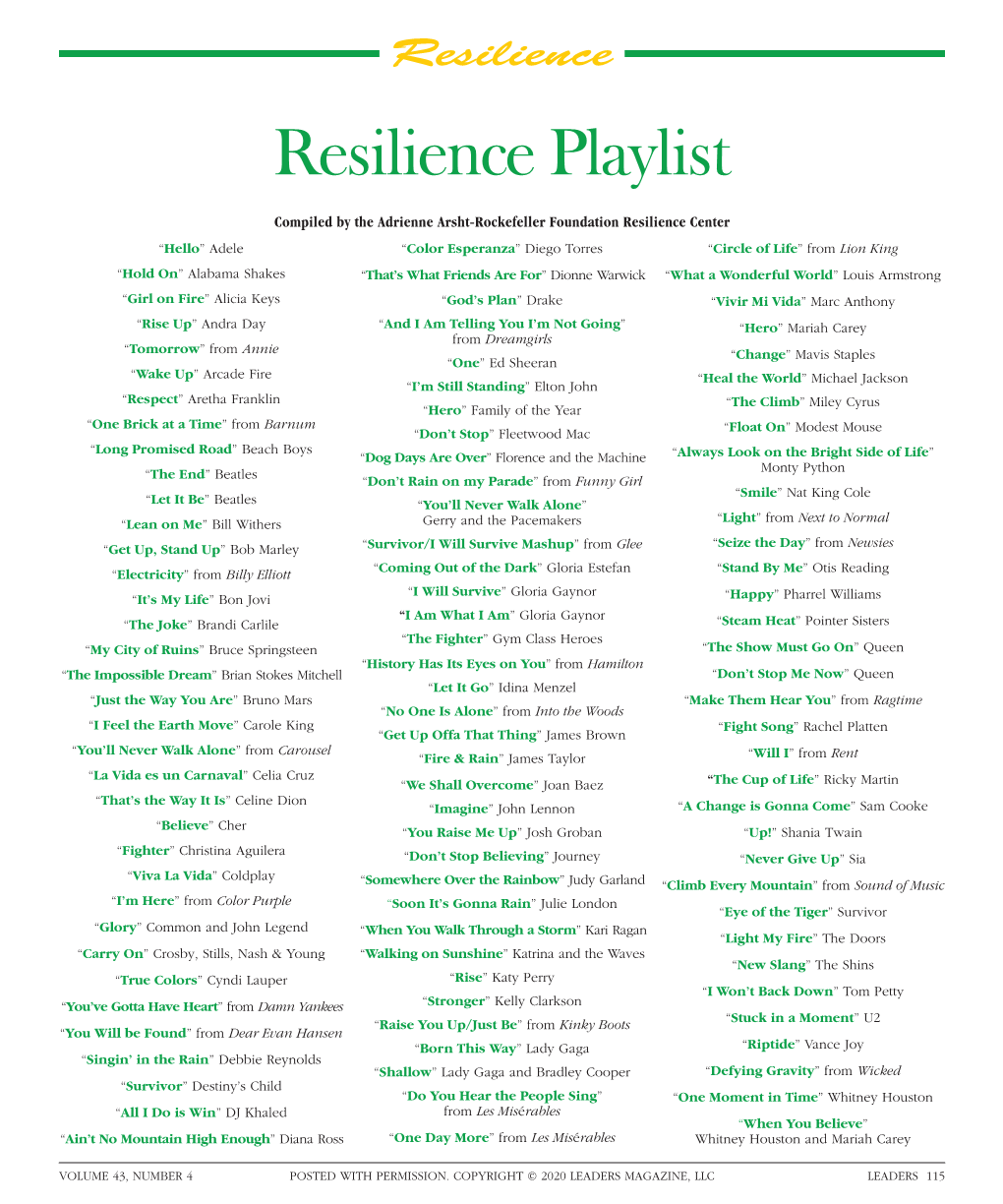 Resilience Playlist