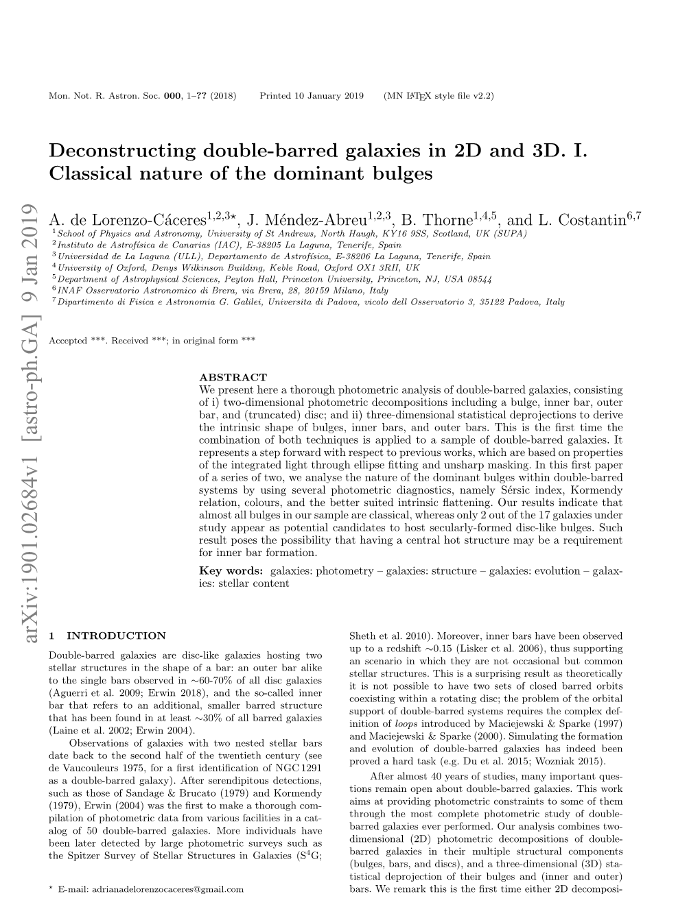 Deconstructing Double-Barred Galaxies in 2D and 3D. I. Classical