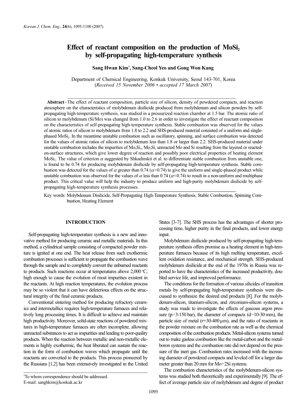 Effect of Reactant Composition on the Production of Mosi2 by Self-Propagating High-Temperature Synthesis