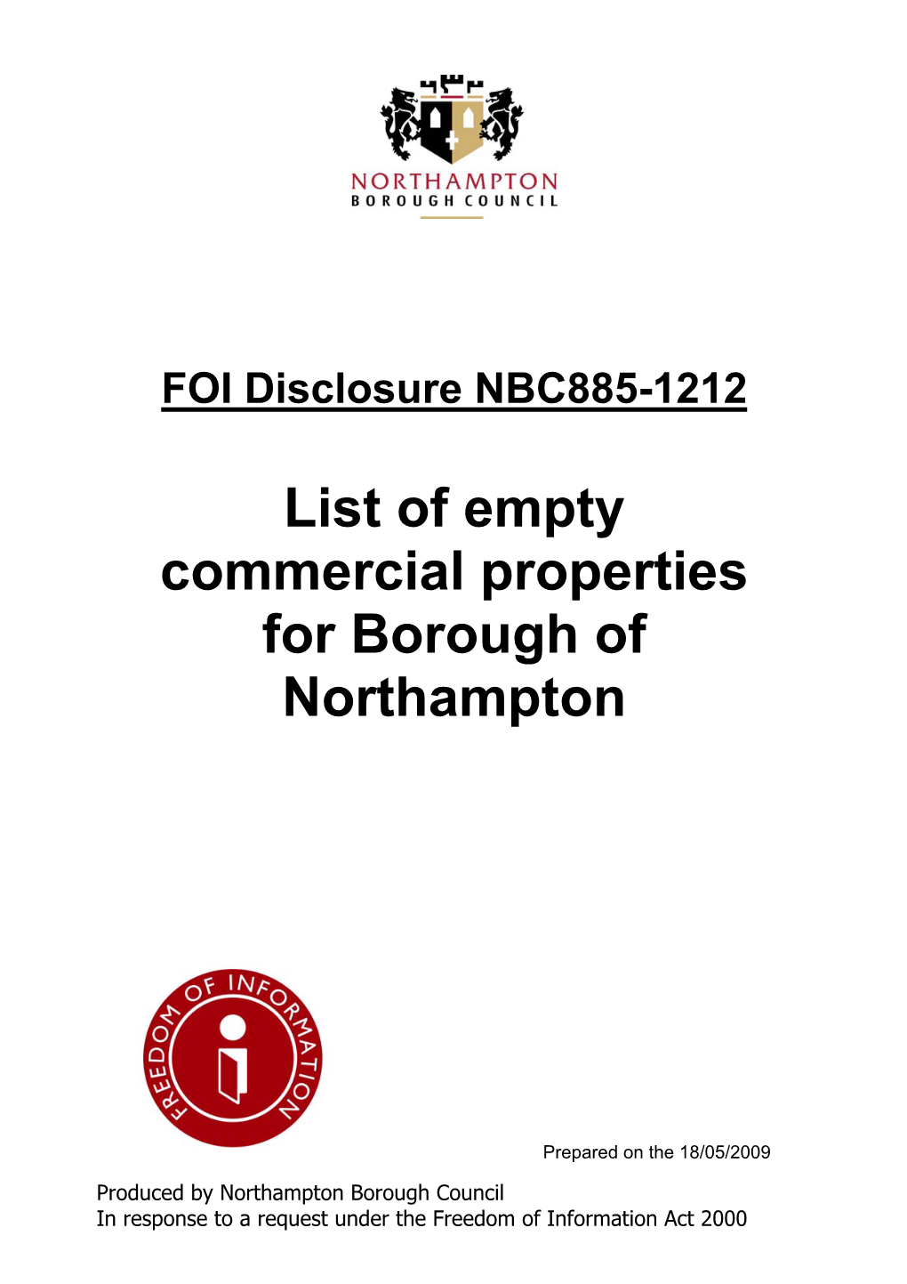 List of Empty Commercial Properties for Borough of Northampton