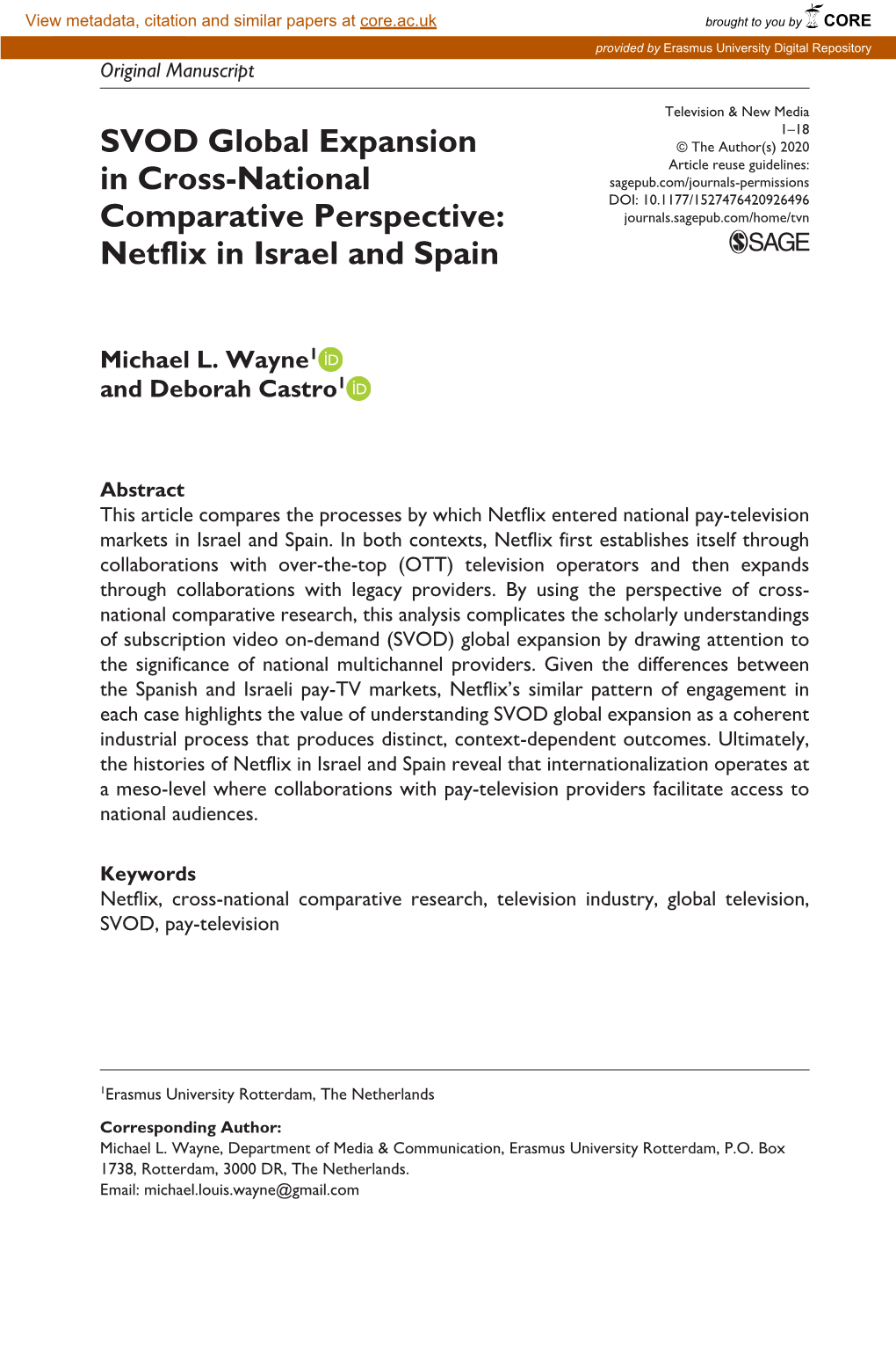 SVOD Global Expansion in Cross-National Comparative