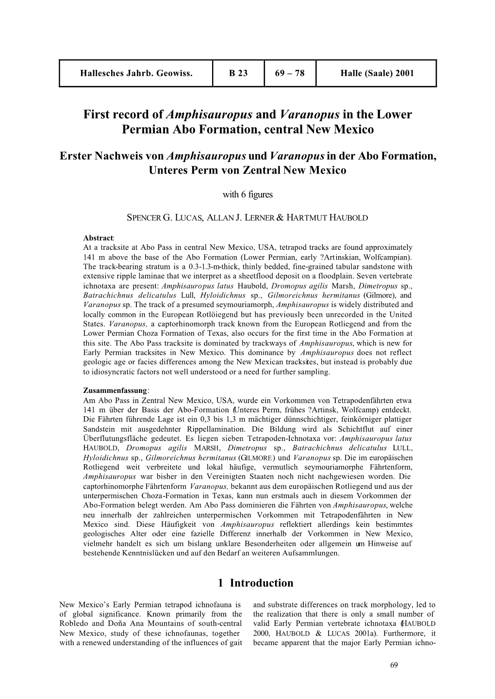 First Record of Amphisauropus and Varanopus in the Lower Permian Abo Formation, Central New Mexico