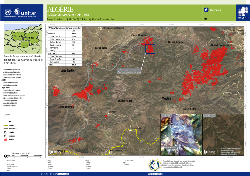 ALGÉRIE =Æ Incendies Wilayas De Médéa Et D'ain Defla Image D'analyse: 12 Juillet 2017 | Publiée 18 Juillet 2017 | Version 1.0 FR20170712DZA