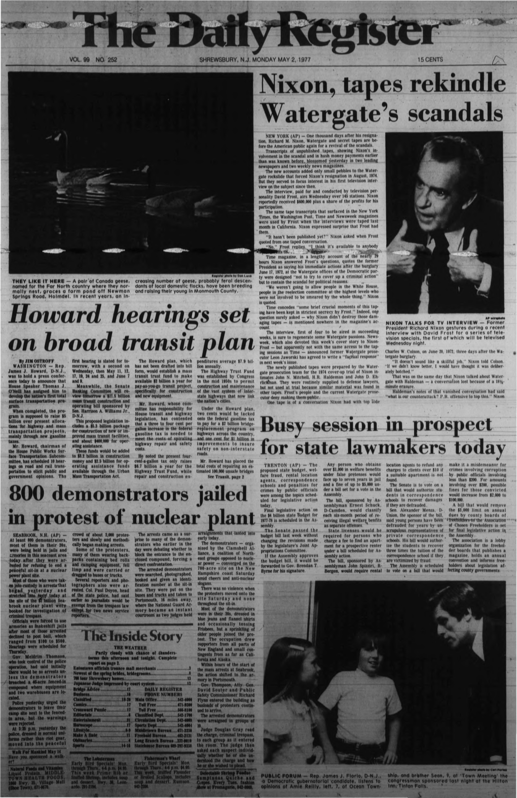 Nixon, Tapes Rekindle Watergate's Scandals Howard Hearings Set On