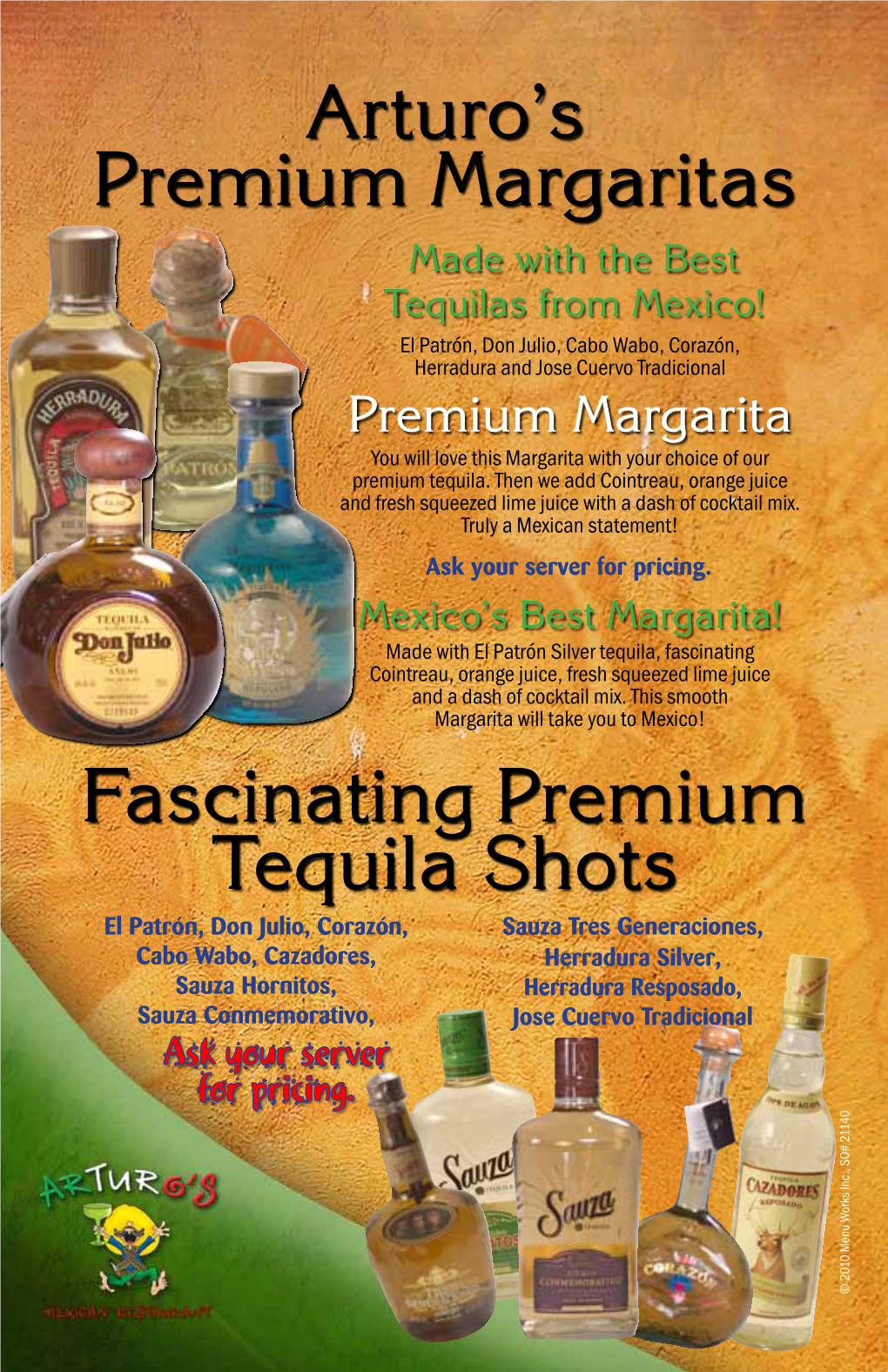 Arturo's Premium Margaritas Fascinating Premium Tequila Shots