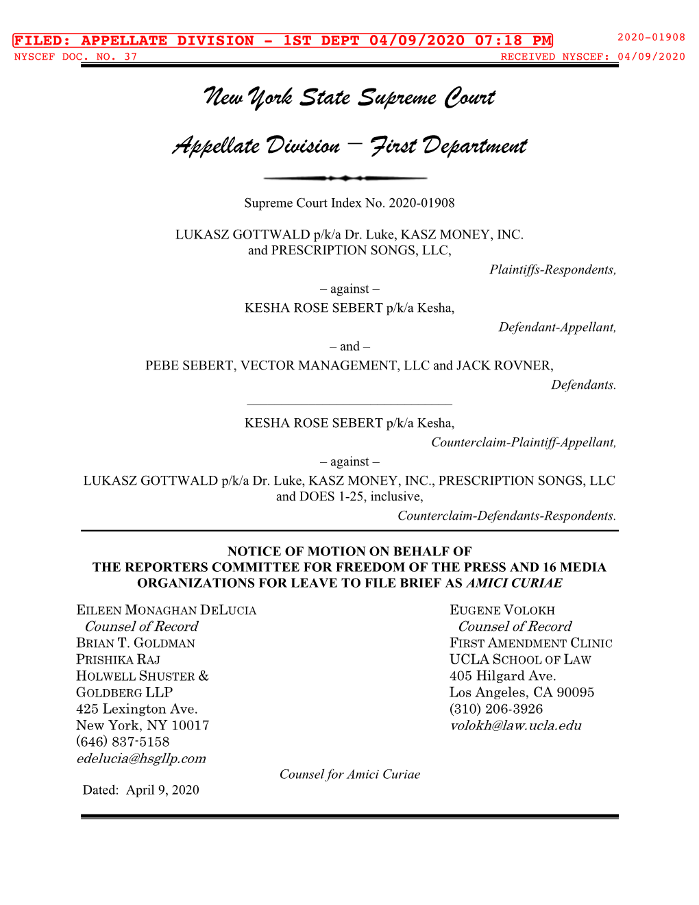 New York State Supreme Court Appellate Division − First Department