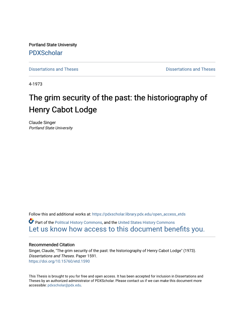 The Historiography of Henry Cabot Lodge