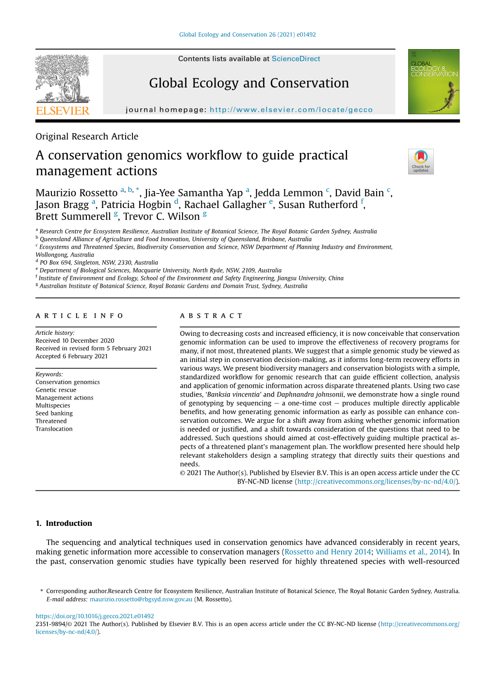 A Conservation Genomics Workflow to Guide Practical Management Actions